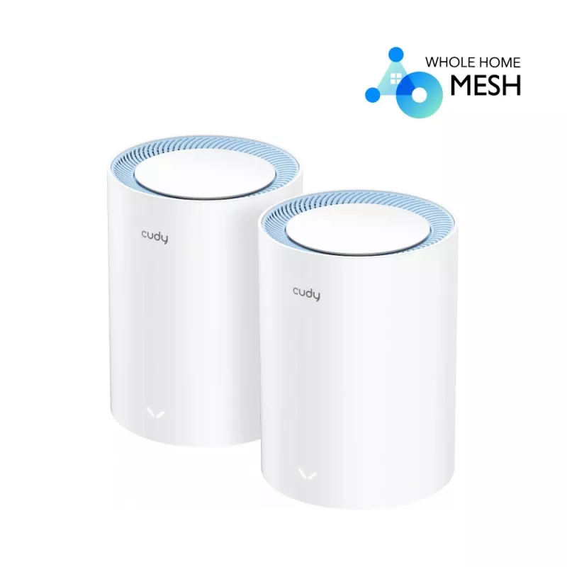 Sistema Mesh Cudy M1200 pack de 2 – Wi-Fi 5 dual band (300/867 Mbit/s), 2 unidades, 1 porta LAN, suporta 100 dispositivos
