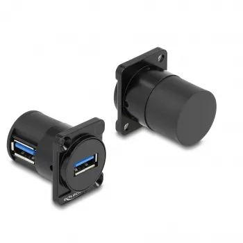 Módulo D-Type DeLOCK USB 5 Gbps Type-A fêmea para fêmea 90° angular