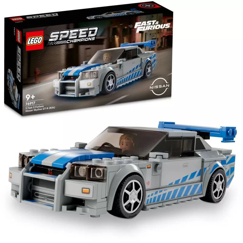 LEGO 76917 Speed Champions 2 Fast 2 Furious Nissan Skyline GT-R (R34) Carro de Brinquedo