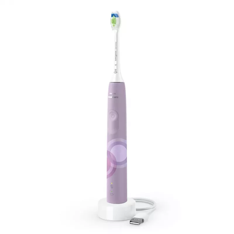 Escova de dentes elétrica sónica Philips 4100 Series HX3689/44 – bateria de iões de lítio integrada, 1 cabo, 1 cabeça de escova, limpeza diária, lilás