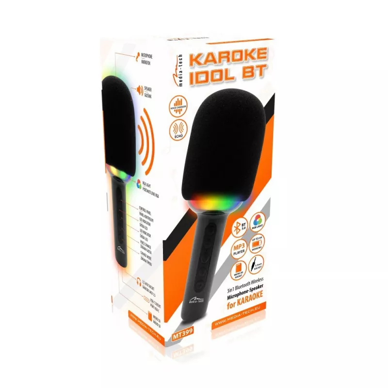 Microfone de karaoke com altifalante Bluetooth KARAOKE IDOL BT MT399
