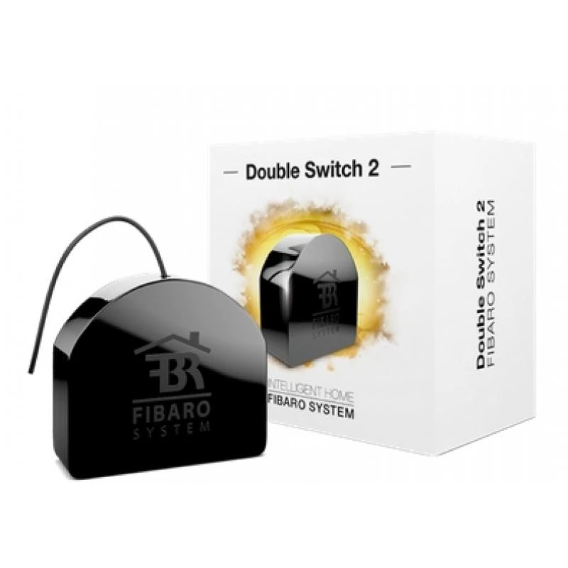 Relé elétrico Fibaro FIBEFGS-223 preto — 230 V AC, 10 A, IP20, 42×38×20 mm