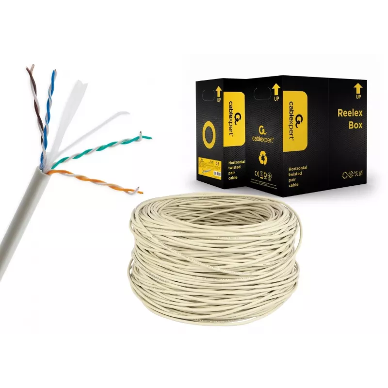 Cabo de rede Gembird UPC-6004SE-SOL Cat6 RJ-45 em rolo, 100 m, cinzento