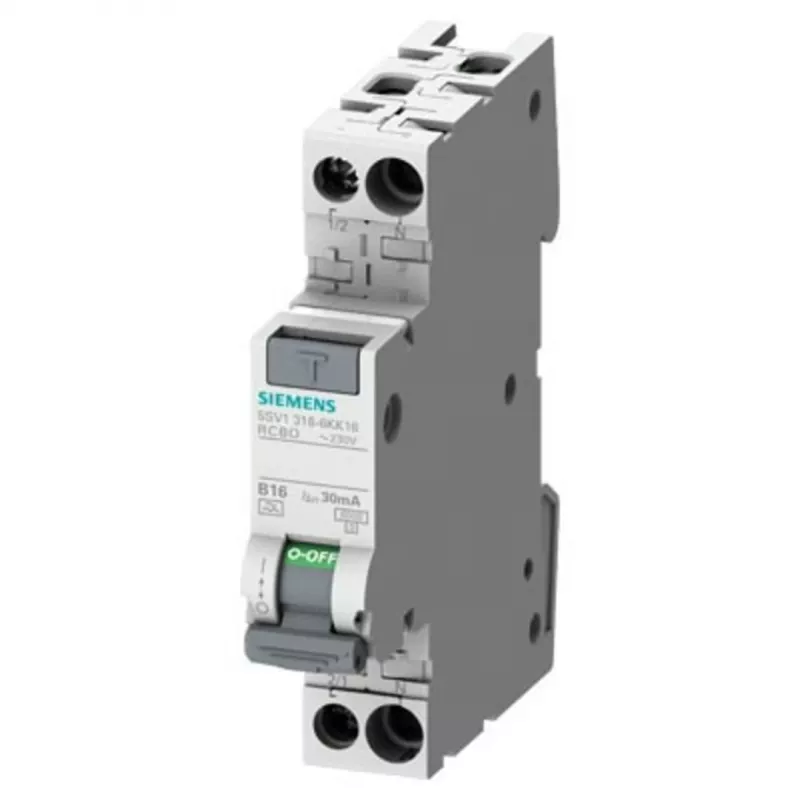 Disjuntor diferencial Siemens RCBO, 10A corrente nominal, 1P+N polos, 30mA sensibilidade de disparo, tipo A, série SENTRON