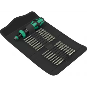 Conjunto de ferramentas manuais Wera Kraftform Kompakt 60 RA-R 1, conjunto de chaves de fendas e bits de 17 peças, punho de roquete compacto