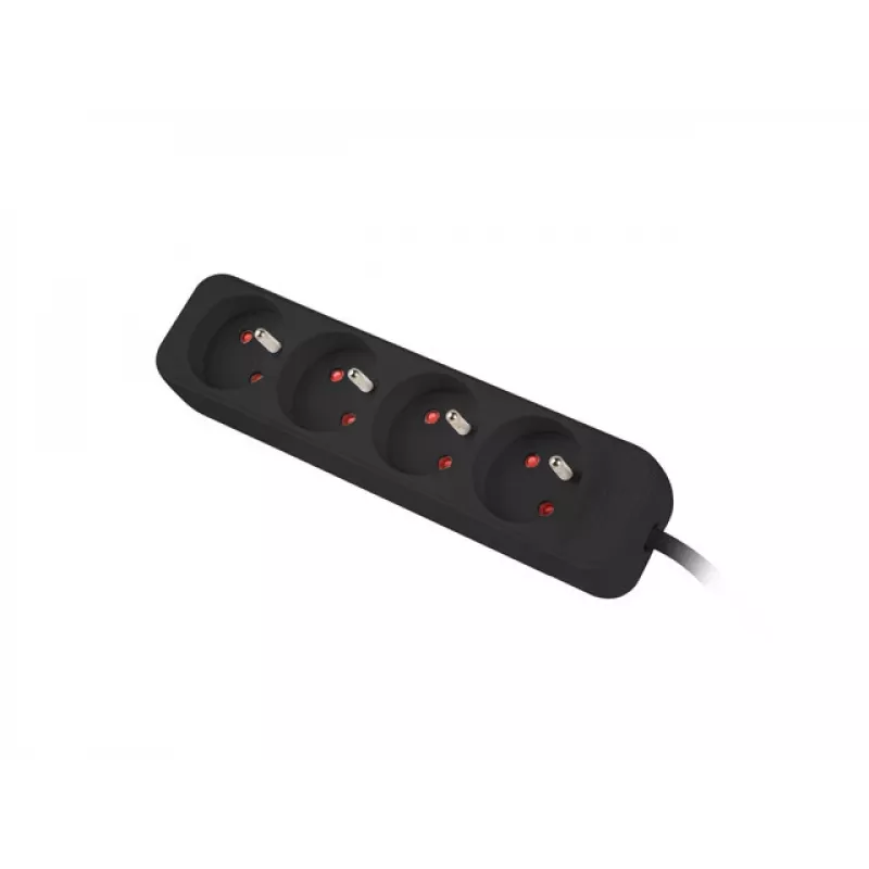 Extensão de energia Lanberg PS0-04E-0100-IEC-BK 1 m 4 tomadas AC interior preto