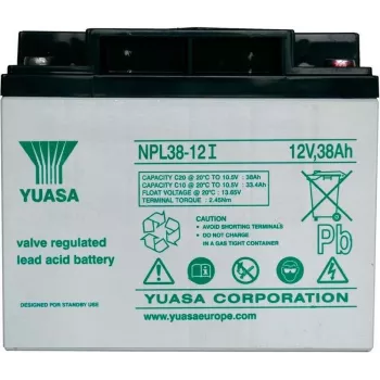 Bateria AGM selada Yuasa NPL38-12 12V 38Ah para uso em standby e cíclico