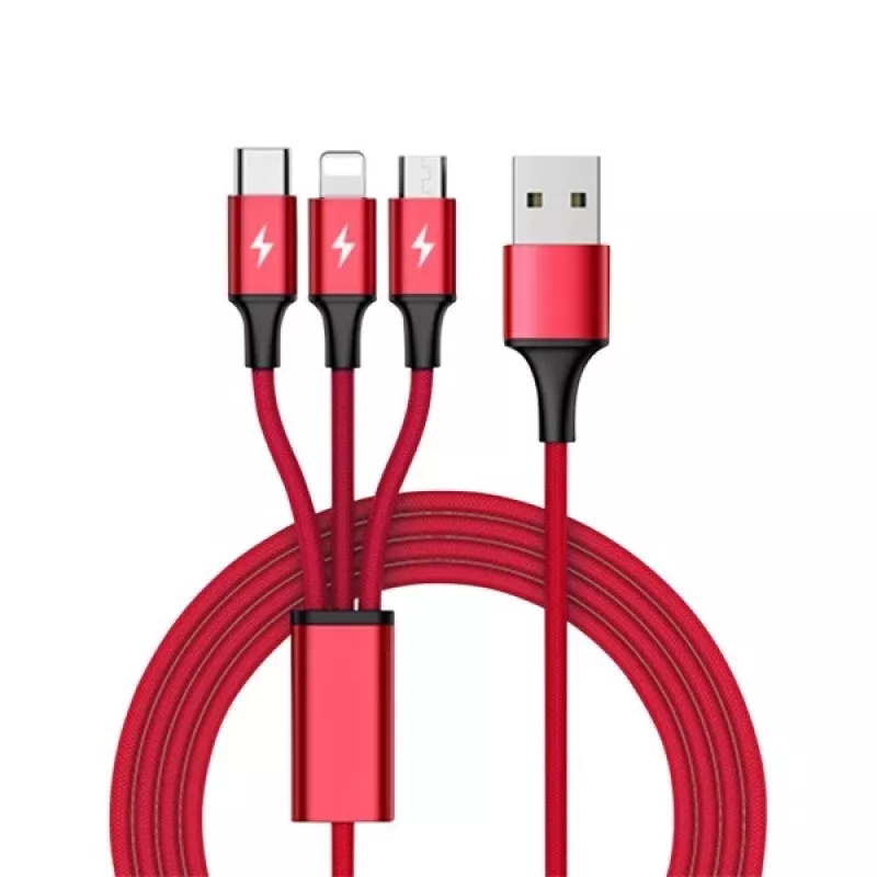 Cabo UNITEK C4049RD USB 1,2 m USB A USB C/Micro-USB B/Lightning vermelho