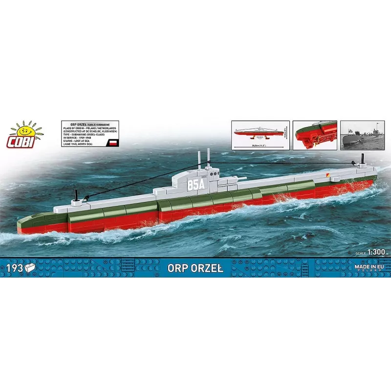 Conjunto Cobi ORP Orzeł 193 blocos modelo de navio para montagem