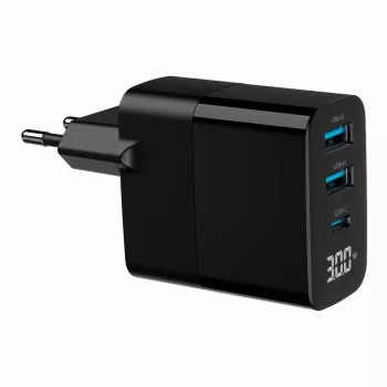 Carregador Gembird TA-UC-PDQC30LCD-BK-02 para dispositivos móveis universal preto AC carregamento rápido interior