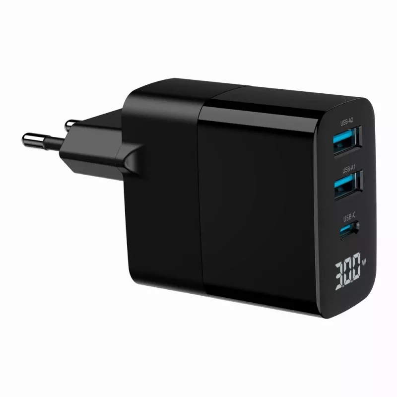 Carregador Gembird TA-UC-PDQC30LCD-BK-02 para dispositivos móveis universal preto AC carregamento rápido interior