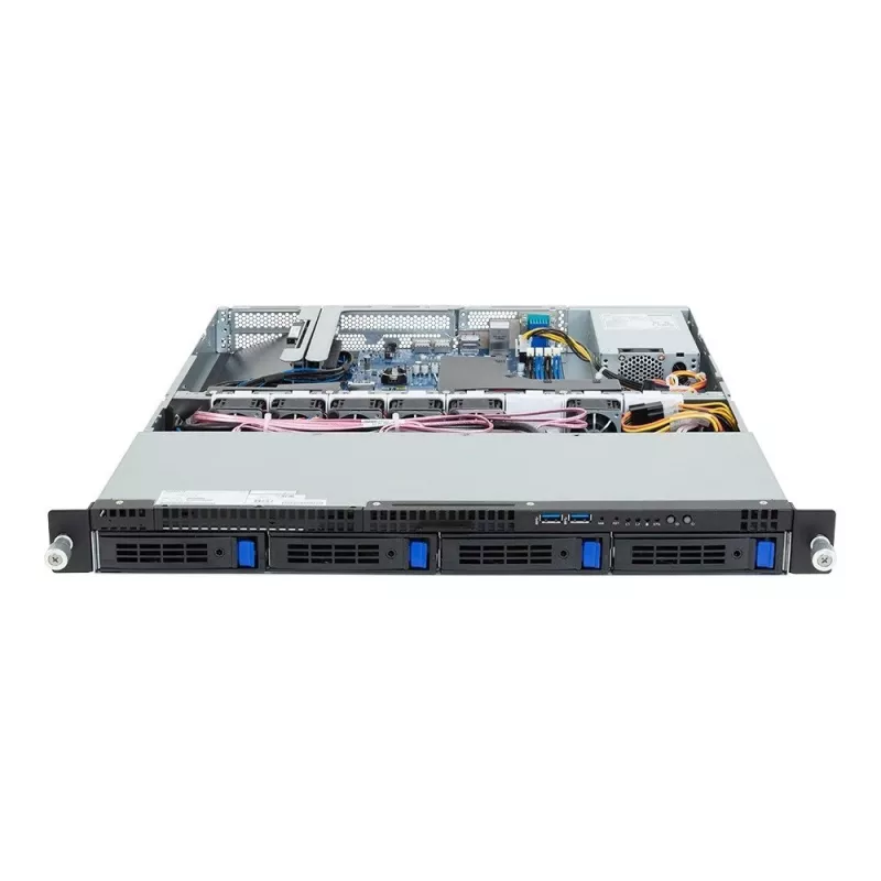 Servidor rack GIGABYTE R123-X00-AA01 1U — plataforma Intel Xeon Scalable de socket único, LGA 1700, DDR5, 4 DIMM, baías de 2,5 polegadas x4, fonte de alimentação 400 W (80 PLUS Gold)