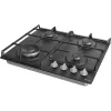 Placa de gás encastrar Gorenje GW641EXB, 4 zonas de gás, preta, 60 cm, controlo por botão rotativo, grelhas de ferro fundido