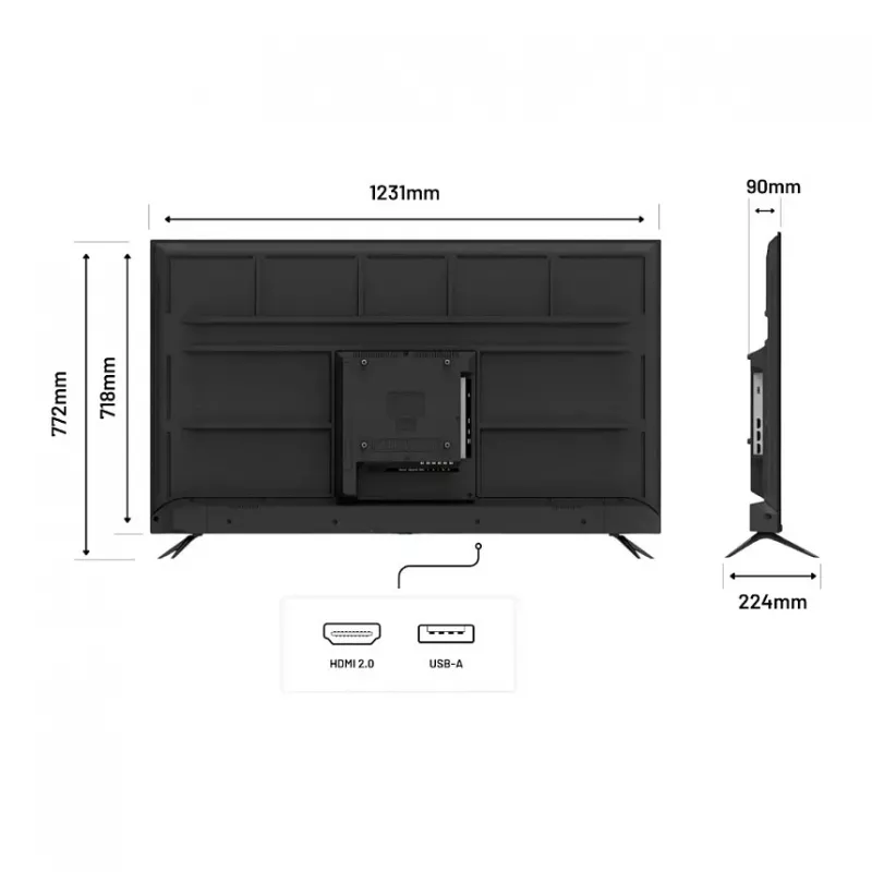 139,0 cm/55 polegadas (3840x2160) JAPANNEXT JN-IPS550UHD60F 16:9 IPS 60 Hz HDMI USB WLAN altifalantes preto