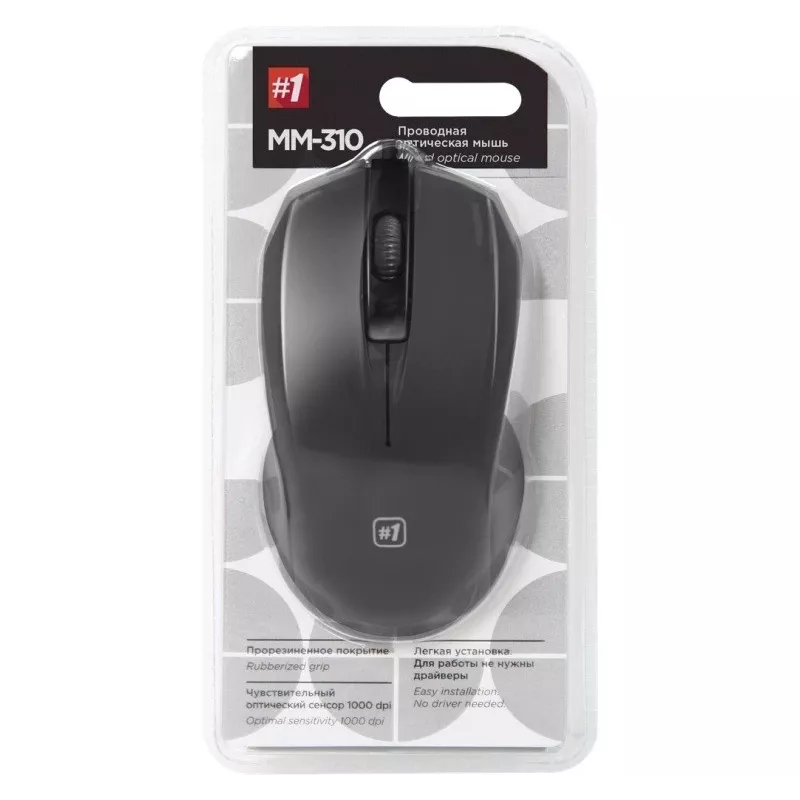 Rato ótico com fios DEFENDER MM-310 USB Type-A, 1000 DPI, ambidestro, 2 botões, preto, cabo de 1,35 m
