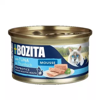 Alimento húmido para gatos BOZITA Mousse MSC Atum 85 g – textura mousse, alimento completo para gatos adultos, proteína 10,5 %, gordura 6,5 %