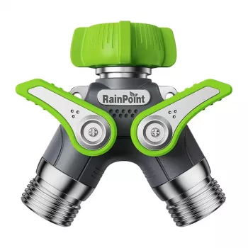 Distribuidor de mangueira de jardim RainPoint ICD047 — ligação de 2 vias para duas saídas de mangueira, design fiável