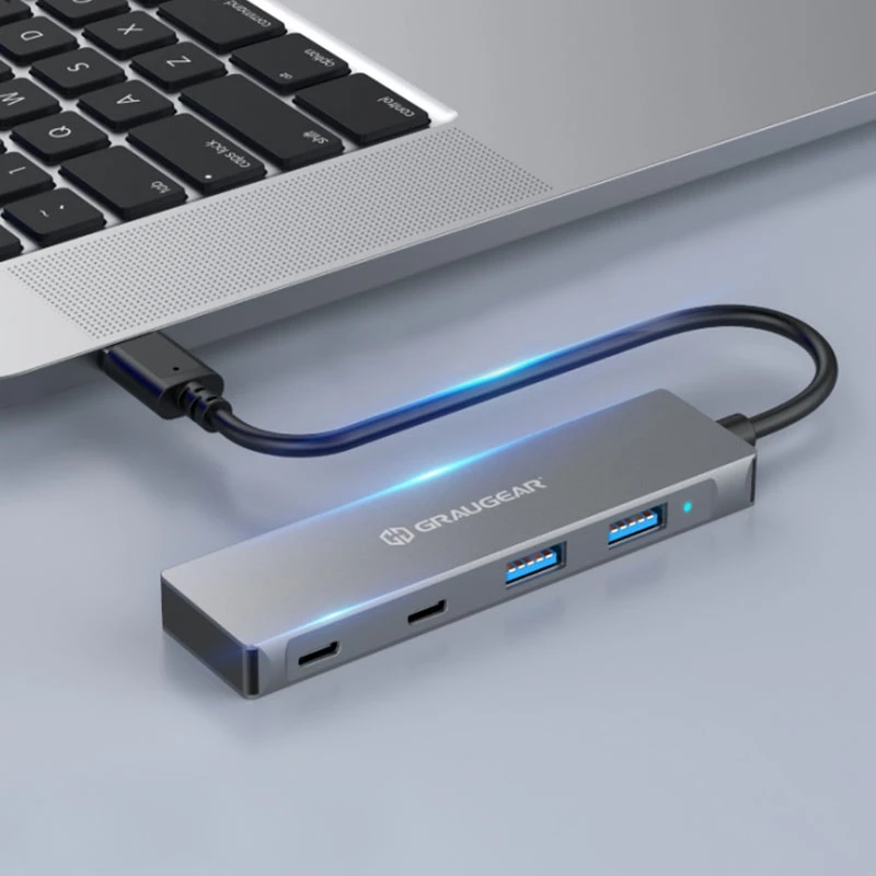 GRAUGEAR G-HUB2A2C-AC Hub de interface USB 3.2 Gen 1 (3.1 Gen 1) Type-A + Type-C 5000 Mbit/s prateado