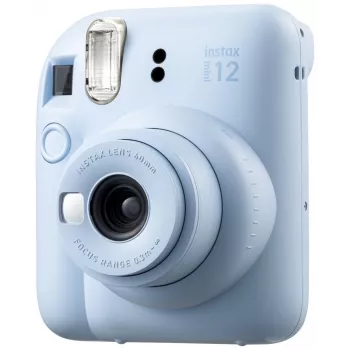 Máquina fotográfica instantânea Fujifilm Instax Mini 12 azul — impressões 86 x 54 mm, distância focal 60 mm, obturador eletrónico