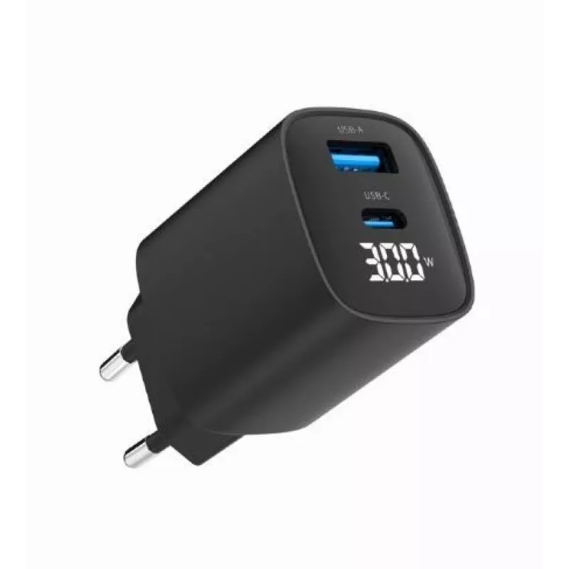 Carregador móvel Gembird TA-UC-PDQC30LCD-BK-01 carregamento rápido preto