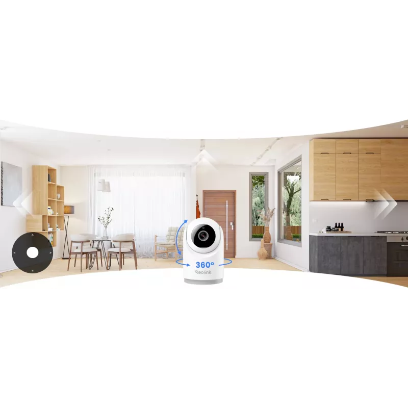 Câmara de vigilância IP Reolink E331 — turret para interiores, 2880×1616, objetiva de 4 mm, 87,5° horizontal, WLAN, montagem no teto/mesa