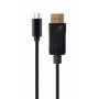 Adaptador Gráfico USB Gembird A-CM-DPM-01 com USB-C, suporta até 3840×2160, USB 2.0 / 3.2 Gen 2, preto, cabo de 2 m