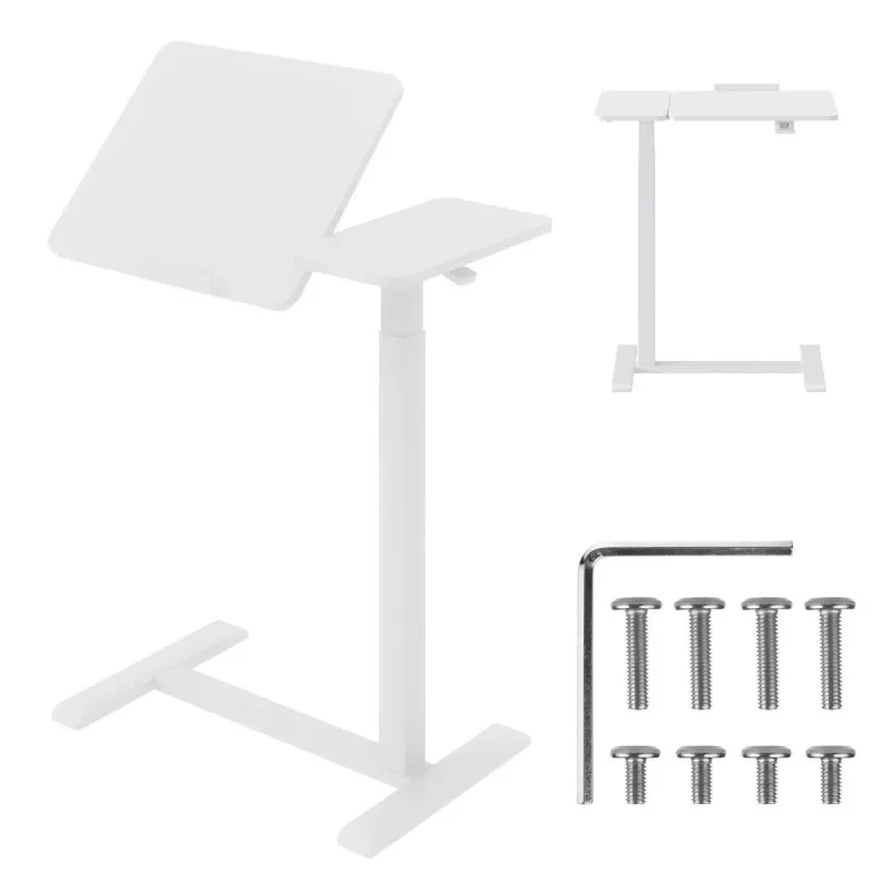 Suporte móvel para secretária/portátil Maclean, branco, altura ajustável 76-109 cm, máx. 30 kg, MC-120 W