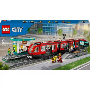 LEGO City Elétrico e Estação Conjunto de construção de roleplay para crianças com elétrico de brinquedo, presente para meninos e meninas a partir dos 7 anos que adoram veículos