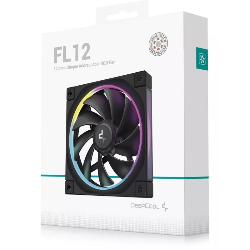 DeepCool FL12 ventoinha de caixa, 120 mm, 500–2150 rpm, 32 dB, FDB, 12 V, preto