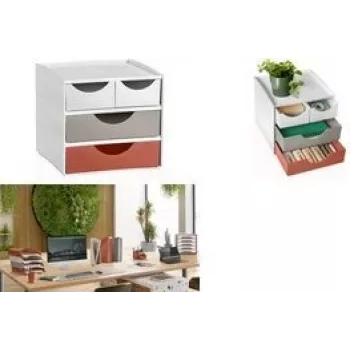 Caixa de gavetas CEP TERRA NOVA unidade de arrumação com 4 gavetas, acabamento White Sand Terracotta