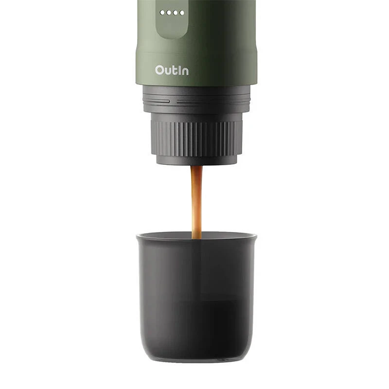 Máquina de café OUTIN Outin Nano preto, verde — café moído, 20 bar, bateria 7500 mAh, 0,67 kg