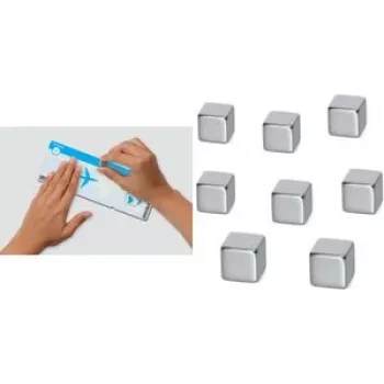 Cubo magnético de neodímio sigel B3101 10×10×10 mm niquelado — forte poder de fixação para notas e expositores