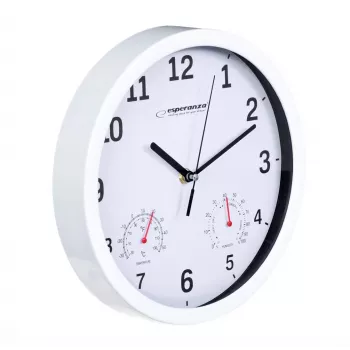 Esperanza EHC016W relógio de parede/mesa relógio de quartzo redondo branco
