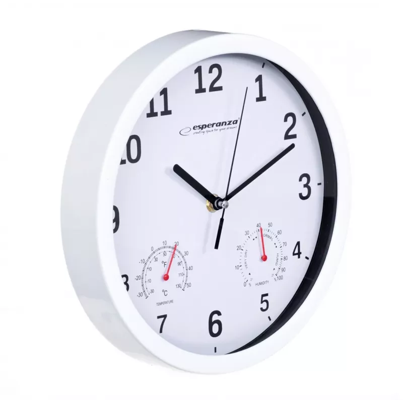 Esperanza EHC016W relógio de parede/mesa relógio de quartzo redondo branco