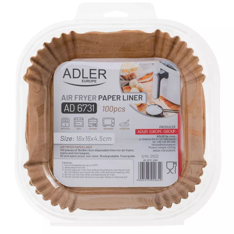 Formas de papel Adler AD 6731 para formas de 16 cm, pack de 100