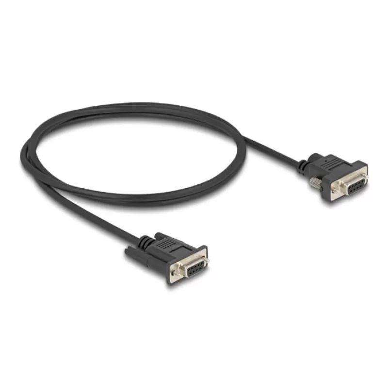 Delock cabo série RS-232, D-Sub 9 fêmea com alimentação no pino 9 (DC 5,5 x 2,1 mm), 1 m, preto
