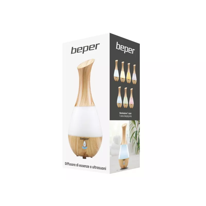 Beper 70.405 difusor de aromas ultrassónico, 235 ml, luz LED de 7 cores, 4 W, desativação automática