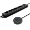 Proteção contra sobretensões Qoltec 50171 preto 7 tomadas AC 230V 1,5m