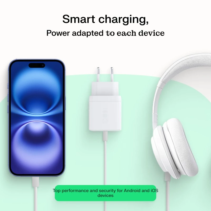 Fonte de alimentação Green Cell PowerSource Solo30 30W branca — carregador USB-C, 30 W de potência de saída