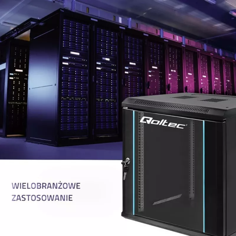 Armário rack 19 polegadas QOLTEC 54464 12U 600x635x450 preto