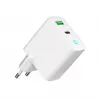 Carregador de rede 220V GEMBIRD, universal, 1x USB Type-C PD 20 W, 1x USB-A 3.0 QC 18 W, indicador LED, branco