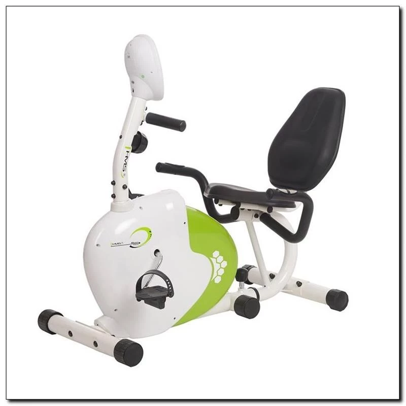 Bicicleta estática magnética horizontal branca e verde HMS R9259