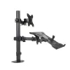 Suporte de secretária ART L-24 para monitor LED/LCD de 13-32" + portátil de 10-15,6", VESA 75x75/100x100, preto
