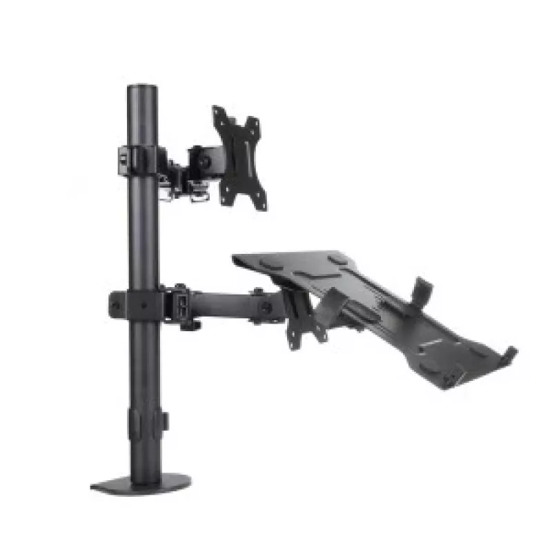 Suporte de secretária ART L-24 para monitor LED/LCD de 13-32" + portátil de 10-15,6", VESA 75x75/100x100, preto