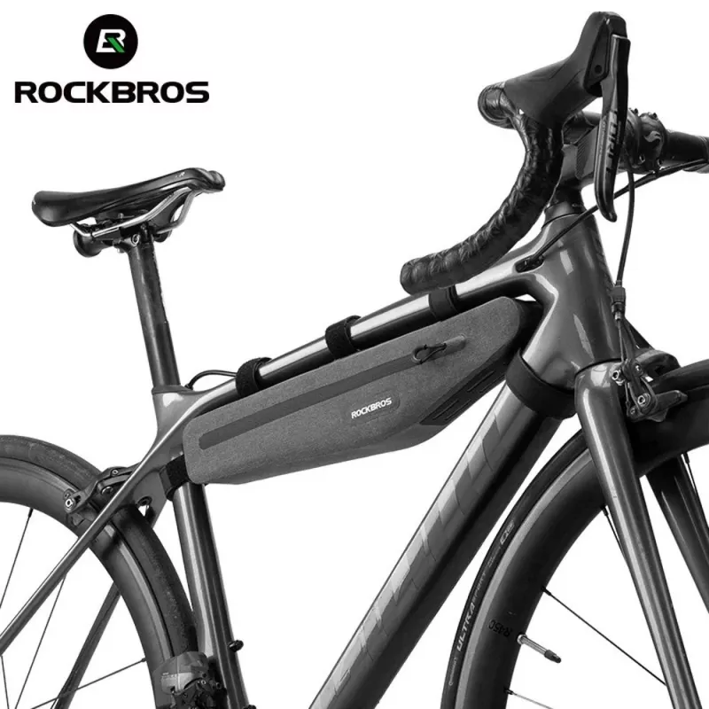 Rockbros AS-052 bolsa de quadro para bicicleta impermeável cinzenta