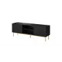 Móvel de TV Cama PAFOS sobre estrutura em aço dourado 150x40x60 cm preto mate, tampo em aglomerado