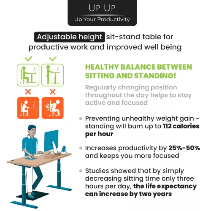 Estrutura de mesa de altura ajustável Up Up Bjorn, cinzento