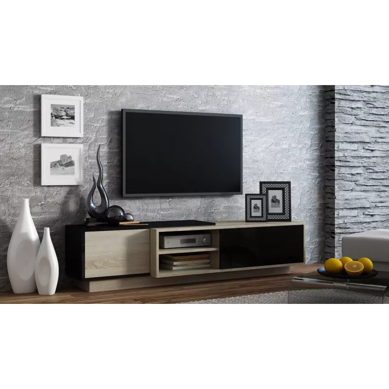 Móvel de TV Cama SIGMA1 180 carvalho Sonoma/preto brilhante