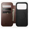Capa para telemóvel Nomad Modern Leather Folio para iPhone 17 Pro, pele/alumínio, 16 cm (6,3 polegadas) castanha, 4 compartimentos para cartões