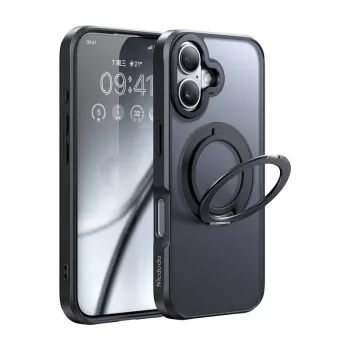 Capa protetora Mcdodo PC-4930 MagSafe para iPhone 16 com suporte integrado, preto